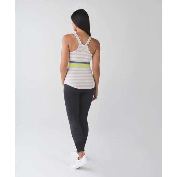 Lululemon Studio Racerback Tank Striped Gray White Yellow Athletic Tank Size 6 - Picture 5 of 5